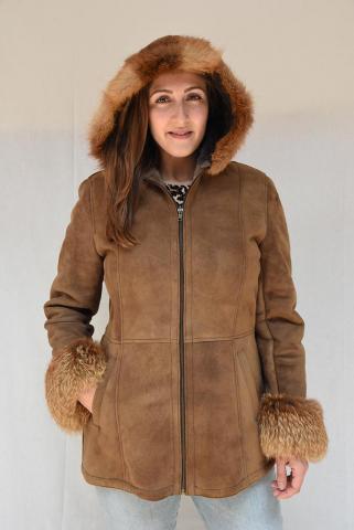 Women's pelts velor jacket with hood